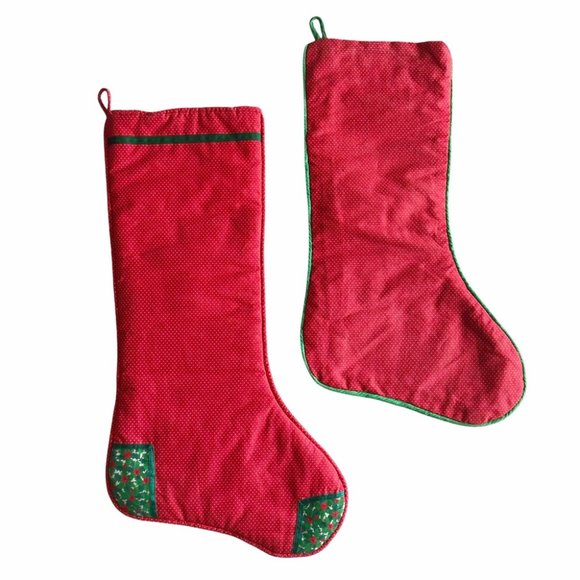 Vintage Handmade Christmas Stockings 3-D Toy Appliqué and Embroidery - Picture 2 of 8